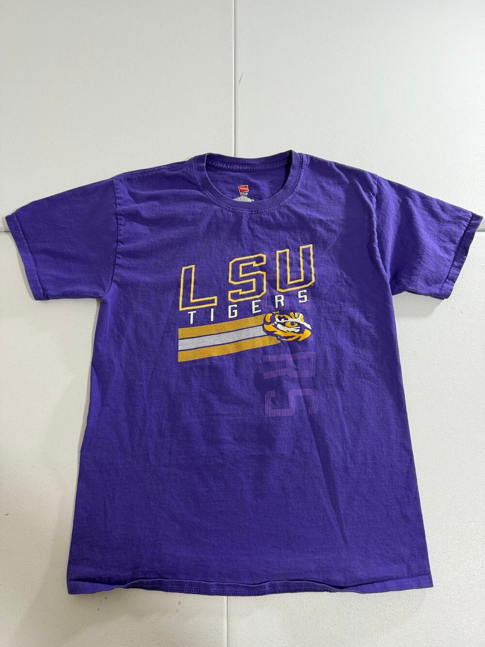 LSU Tigers Purple Graphic T-Shirt Hanes Tagless Mens Sz M Louisiana College